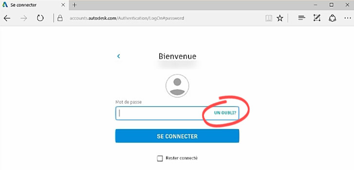 mot de passe perdu autodesk