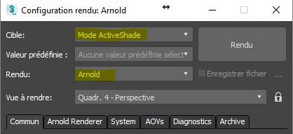 Configuration du Rendu