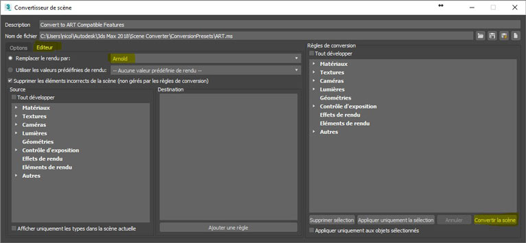 Convertisseur de scene 3ds max