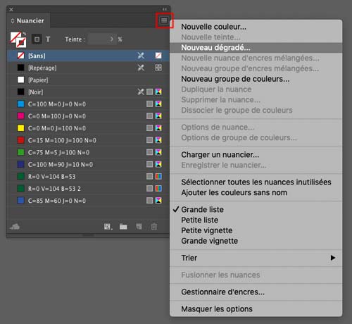 Nuancier Indesign