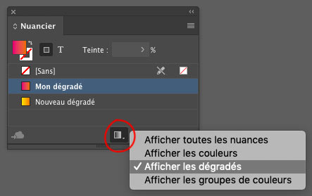 Indesign Vue des nuances