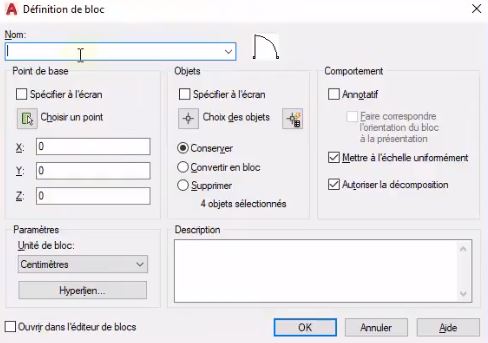 Creation bloc autocad