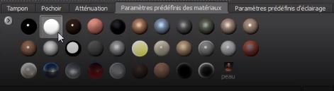 Matériaux prédéfinis Mudbox